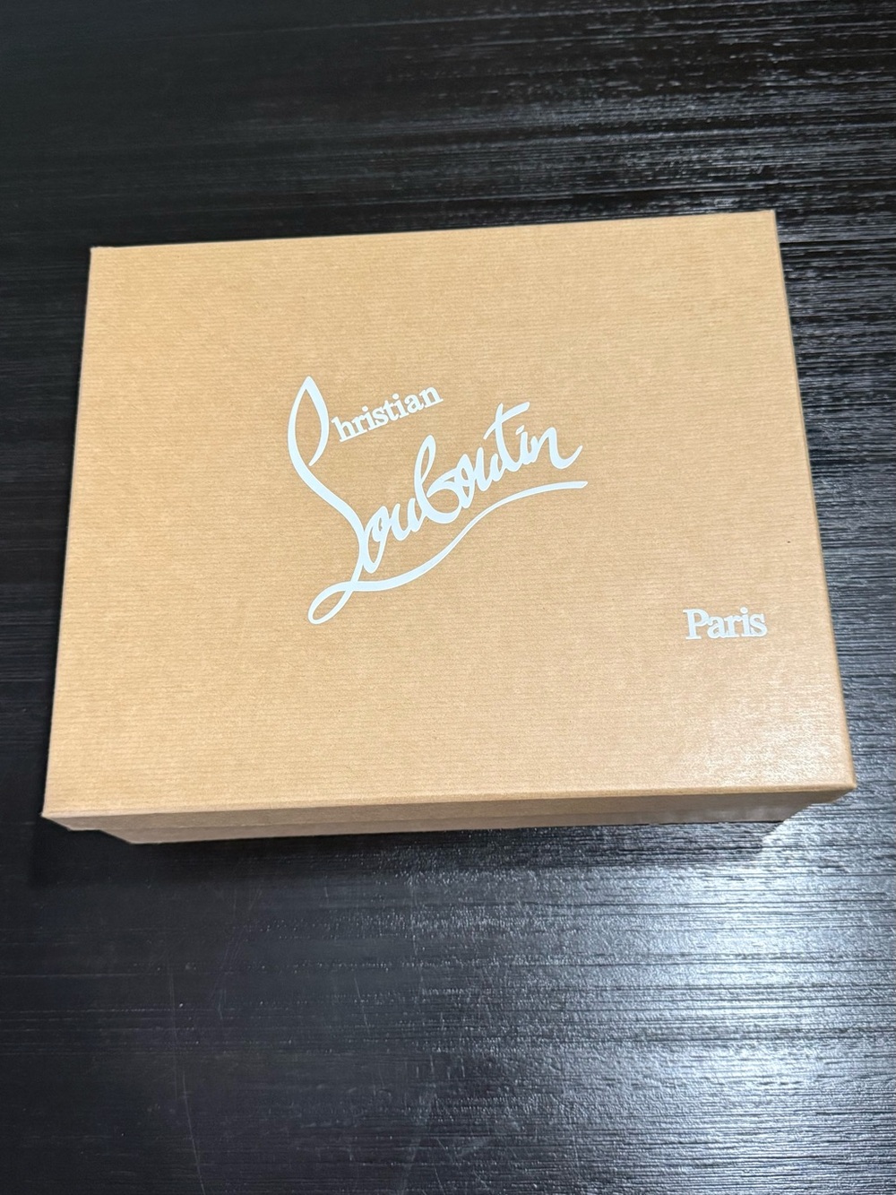 Christian Louboutin Tan Box with White Script Logo